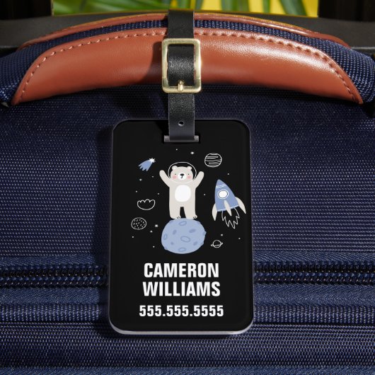 かわいいマンガのクマの宇宙 ラゲッジタグ (正面インサイチュ2)
