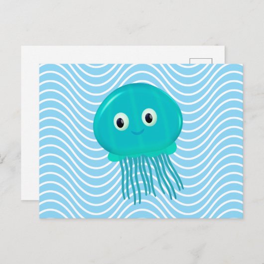 かわいいマンガのクラゲin青海 ポストカード (正面/裏面)