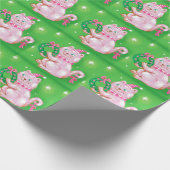 かわいいマンガのクリスマスキャットホールディングリース ラッピングペーパー (角)