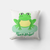 かわいいマンガのグリーンカエル クッション (正面)