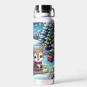 かわいいマンガのサンタとトナカイのクリスマス ウォーターボトル (背面)
