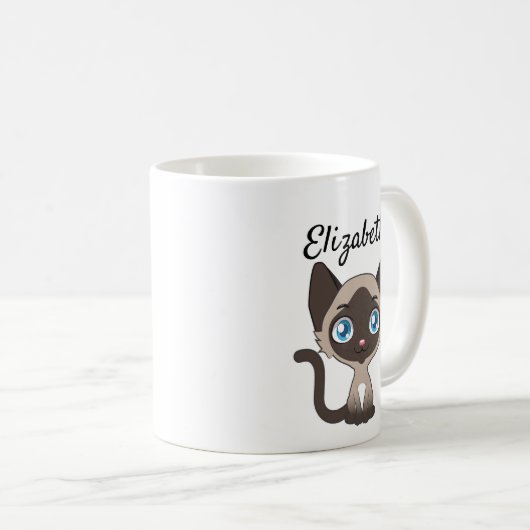 かわいいマンガのシャム猫 コーヒーマグカップ (正面右)