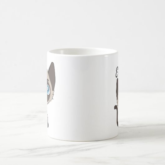 かわいいマンガのシャム猫 コーヒーマグカップ (中央)