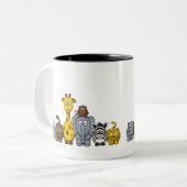 かわいいマンガのジャングル動物 ツートーンマグカップ (正面左)