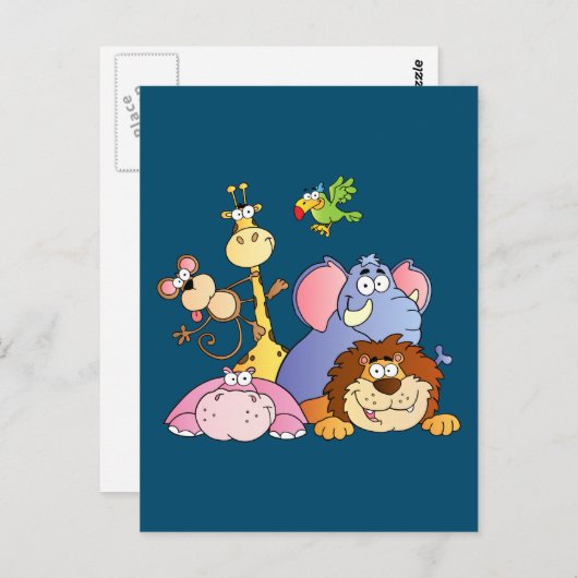 かわいいマンガのジャングル動物 ポストカード (正面/裏面)