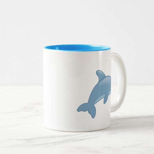 かわいいマンガのジャンピングイルカ ツートーンマグカップ (正面右)