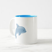 かわいいマンガのジャンピングイルカ ツートーンマグカップ (正面左)