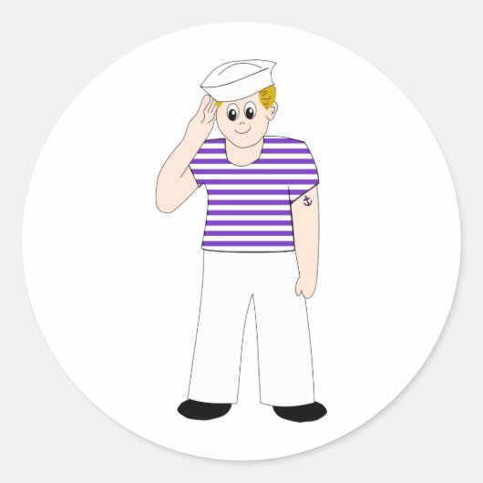 かわいいマンガのセーラー ラウンドシール (正面)