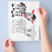 かわいいマンガのゼブラのカラーリングページ チラシ (手)