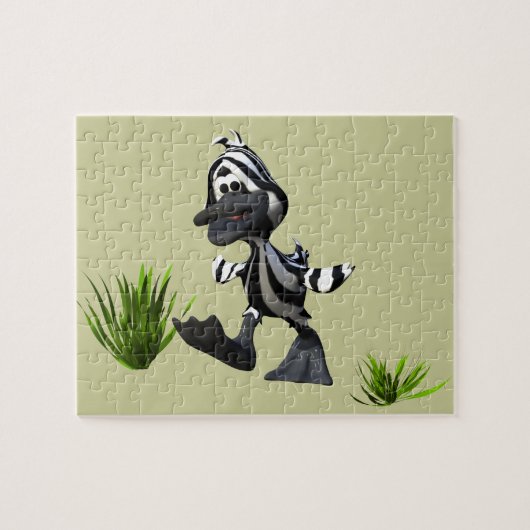 かわいいマンガのゼブラダック ジグソーパズル (横)