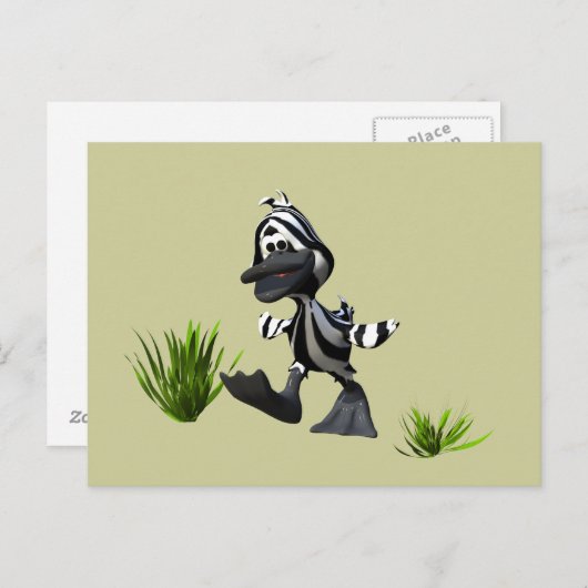 かわいいマンガのゼブラダック ポストカード (正面/裏面)