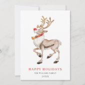 かわいいマンガのトナカイにクリスマスの挨拶 シーズンカード (正面)