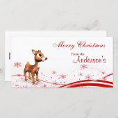 かわいいマンガのトナカイのクリスマスギフトタグ シーズンカード (正面/裏面)