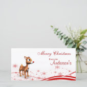 かわいいマンガのトナカイのクリスマスギフトタグ シーズンカード (スタンド正面)