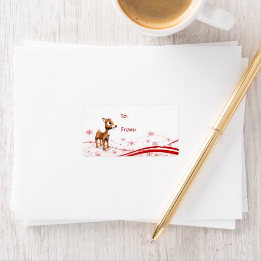 かわいいマンガのトナカイのクリスマスギフトタグ ラベル (インサイチュ)
