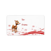 かわいいマンガのトナカイのクリスマスギフトタグ ラベル (正面)