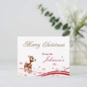 かわいいマンガのトナカイのクリスマスグリーティング シーズンポストカード (スタンド正面)