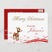 かわいいマンガのトナカイのクリスマスグリーティング シーズンポストカード (正面/裏面)
