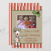 かわいいマンガのトナカイのクリスマスフォトカード シーズンカード (正面/裏面)