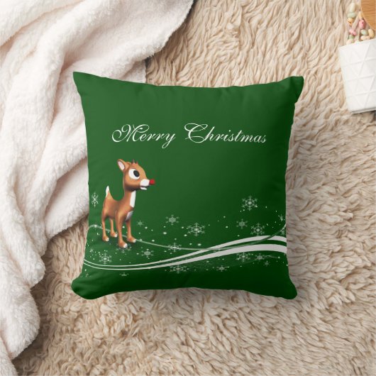 かわいいマンガのトナカイのクリスマス クッション (ブランケット)