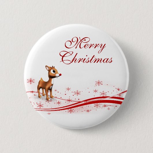 かわいいマンガのトナカイのクリスマス 缶バッジ (正面)