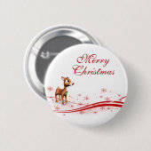 かわいいマンガのトナカイのクリスマス 缶バッジ (正面&裏面)