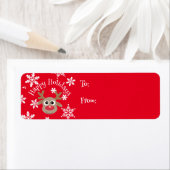 かわいいマンガのトナカイのスノーフレーク赤いクリスマスプレゼント ラベル (インサイチュ)