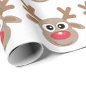 かわいいマンガのトナカイのパターンおもしろい白 ラッピングペーパー (ロールコーナー)