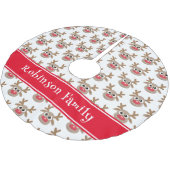 かわいいマンガのトナカイ模様（赤） ブラッシュドポリエステルツリースカート (アングル)