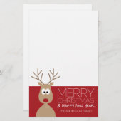 かわいいマンガのトナカイ – Merry Christmas Greet 便箋 (正面/裏面)