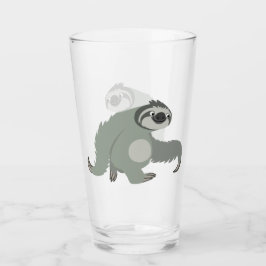 かわいいマンガのナマケモノが大急ぎ タンブラーグラス