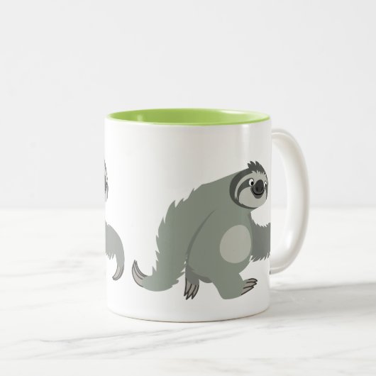 かわいいマンガのナマケモノが大急ぎ ツートーンマグカップ (正面右)