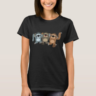 かわいいマンガのナマケモノたち3人の女性Tシャツ Tシャツ