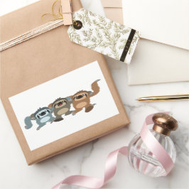 かわいいマンガのナマケモノ3枚のステッカー 長方形シール