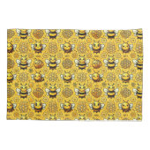 かわいいマンガのハチとハニカムパターン 枕カバー (裏面)