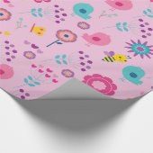 かわいいマンガのハチと鳥 ラッピングペーパー (角)