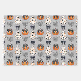かわいいマンガのハロウィンパターン ラッピングペーパーシート