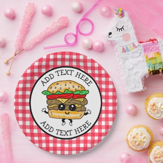 かわいいマンガのハンバーベキューや誕生日パーティー ペーパープレート (パーティー)