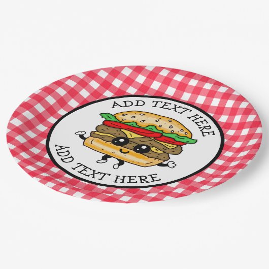 かわいいマンガのハンバーベキューや誕生日パーティー ペーパープレート (アングル)