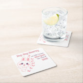 かわいいマンガのバニー一女の子を変える1歳の誕生日 スクエアペーパーコースター (インサイチュ)