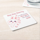 かわいいマンガのバニー一女の子を変える1歳の誕生日 スクエアペーパーコースター (アングル)