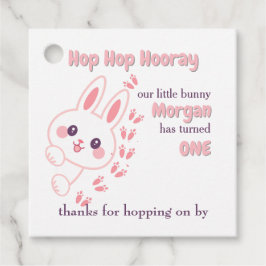 かわいいマンガのバニー一女の子を変える1歳の誕生日 フェイバータグ