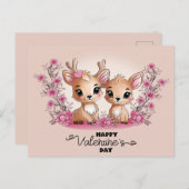 かわいいマンガのバンビ愛好家ハートバレンタインデー ポストカード (正面/裏面)