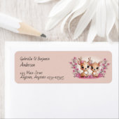 かわいいマンガのバンビ愛好家ハートバレンタインデー ラベル (インサイチュ)