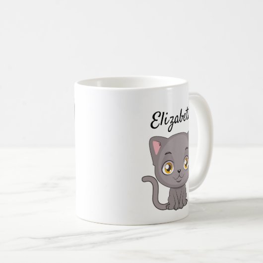 かわいいマンガのブリティッシュ・ショートヘア コーヒーマグカップ (正面右)