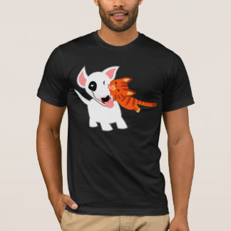 かわいいマンガのブル・テリアと子猫Tシャツ Tシャツ