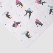 かわいいマンガのペンギンとハートと雪片 薄葉紙 (詳細)