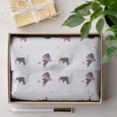 かわいいマンガのペンギンとハートと雪片 薄葉紙 (ギフト)