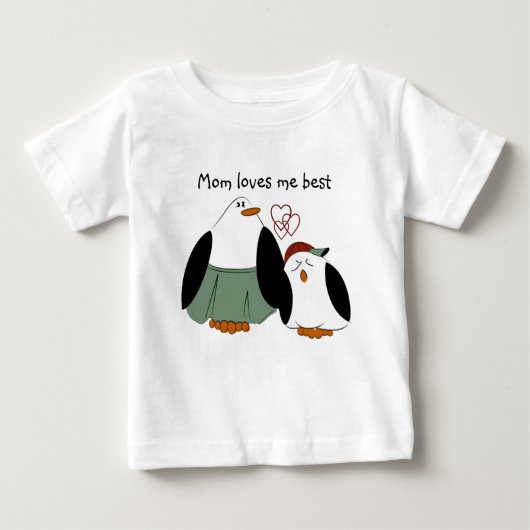 かわいいマンガのペンギン母が私を愛最高のし ベビーTシャツ (正面)
