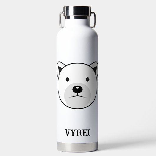 かわいいマンガのホッキョクグマ ウォーターボトル (正面)